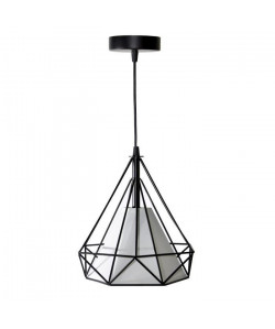 DIAMANT Suspension filaire  22,5 x 25 cm  Longueur ajustable 120 cm  E27 40 W  Noir