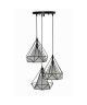 DIAMANT Suspension filaire en cascade  3 Lumieres  25 x 44 cm  Longueur ajustable 120 cm  E27 40 W  Noir