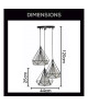 DIAMANT Suspension filaire en cascade  3 Lumieres  25 x 44 cm  Longueur ajustable 120 cm  E27 40 W  Noir