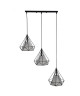 DIAMANT Suspension filaire en barre  3 Lumieres  25 x 70 cm  Longueur ajustable 120 cm  E27 40 W  Noir