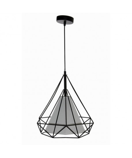 DIAMANT Suspension filaire  36 x 40 cm  Longueur ajustable 120 cm  E27 40 W  Noir