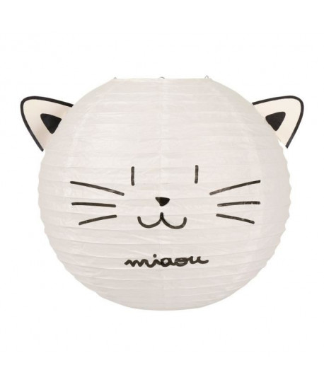 CHAT Suspension boule Japonaise  Ř 35 cm  Papier  Blanc et noir