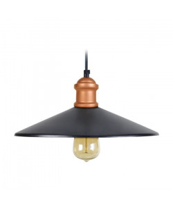 CHICAGO Suspension vintage  Ř 33 x H 80 cm  Noir et cuivre  Ampoule LED incluse  E27 40W