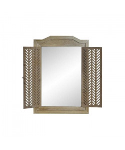 Miroir fenetre en bois  30 x 50 x 2 cm  Marron naturel