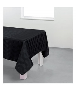 Nappe rectangulaire damassée Cili  100% polyester  150x250 cm  Noir