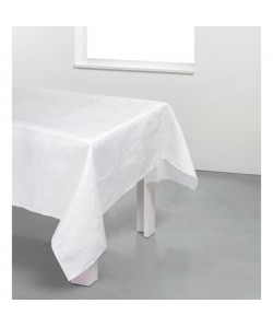 Nappe rectangulaire damassée Bubble  100% polyester  150x300 cm  Blanc et ivoire