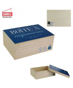 Boite a mignonnerie  Bois  14 x 20 cm  Beige et bleu