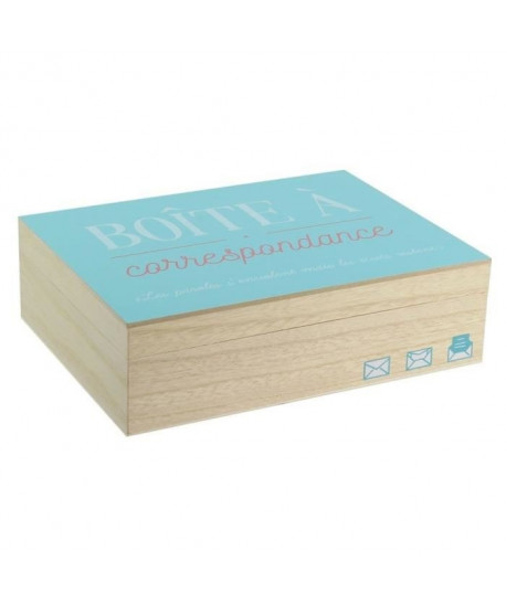 Boite a correspondance  Bois  18 x 24 cm  Beige et bleu