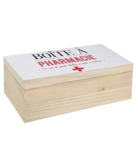 Boite a pharmacie  Bois  27 x 14 cm  Beige et blanc