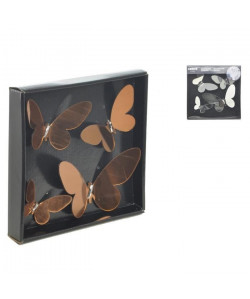Lot de 4 stickers miroir acrylique Papillon en relief  20x3x20 cm  Orange bronzé
