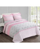 VISION Parure de couette Mathilde 100% coton  1 Housse de couette 200x200 cm  2 Taies d\'Oreillers 65x65 cm  Rose