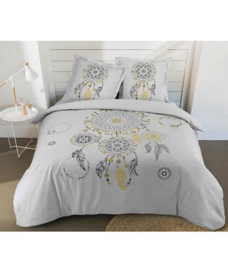 VISION Parure de couette Coton NUNA   220 x 240 cm  Gris, blanc et jaune