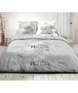 DOUCEUR DE NUITS Parure de couette Grenne  100% coton  220x240 cm  Gris