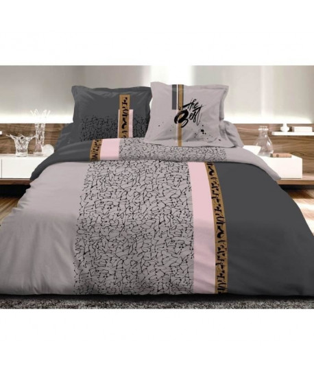 DOUCEUR DE NUITS Parure de couette Graphic  100% coton  220 x 240 cm  Gris anthracite