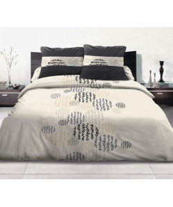 Parure de couette Symbole 100% coton  240x260 cm  Beige et noir