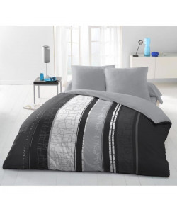 CONFUSSUS Parure de couette Microfibre 100% Polyester   220x240cm  Noir, blanc et gris