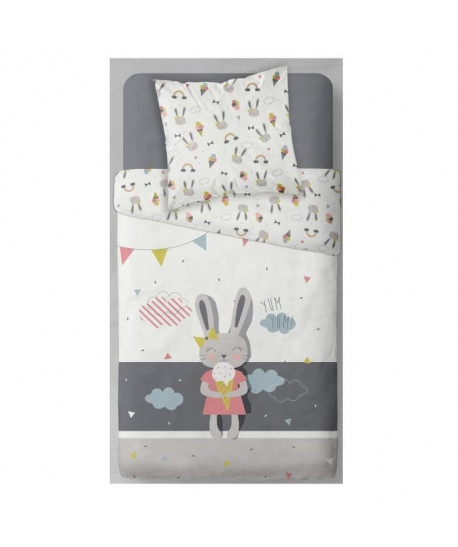 TODAY Parure de couette en coton Happy Miss Bunny  140 x 200 cm