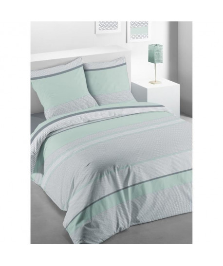 LES ATELIERS DU LINGE Parure de couette microfibre Ighnor  Vert glacier  240x260 cm