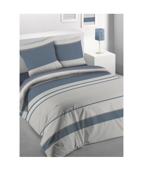 LES ATELIERS DU LINGE Parure de couette microfibre Ighnor  Bleu  220x240 cm