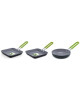 GREENPAN 3 poeles Les Minis : poele carré 12.5 cm  poele grill 12.5 cm et poele grill 12.7 cm  Tous feux sauf induction