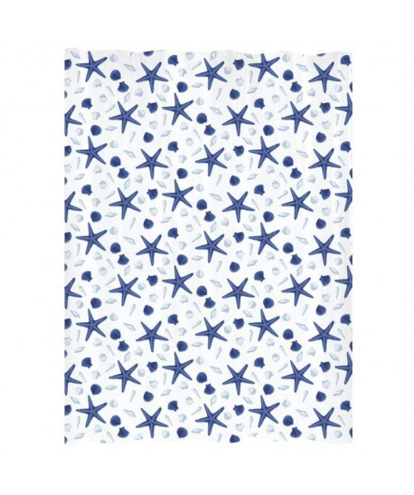 GELCO DESIGN Rideau de douche  180x200 cm  Motif étoile de mer  Blanc et bleu