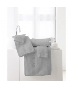 TODAY Lot de 2 serviettes  1 drap de bain  3 gants de toilette  Pack éponge brodée \"Soft & Relax\"  Gris zinc