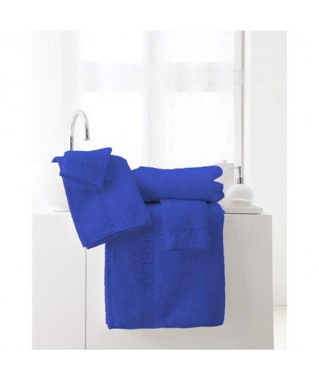 TODAY Lot de 2 serviettes  1 drap de bain  3 gants de toilette  Pack éponge brodée \"Soft & Relax\"  Bleu indigo