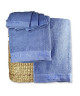 TODAY Lot de 2 serviettes  1 drap de bain  3 gants de toilette  Pack éponge brodée \"Soft & Relax\"  Bleu indigo