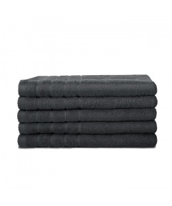 LOVELY HOME Lot de 5 draps de douche 100% coton  70x140 cm  Gris anthracite