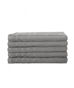 LOVELY HOME Lot de 5 draps de douche 100% coton  70x140 cm  Gris clair