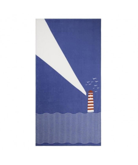 JULES CLARYSSE Drap de plage imprimé Seaside  100% coton  90x170 cm  Bleu