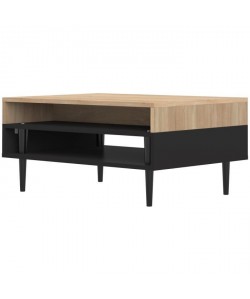 SYMBIOSYS Table basse HORIZON style contemporain décor chene  Pieds fuseau en bois noir mat  L 80 x l 53 cm
