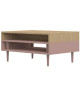 SYMBIOSYS Table basse HORIZON style contemporain décor chene  Pieds fuseau rose poudré  L 80 x l 53 cm