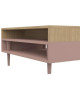 SYMBIOSYS Table basse HORIZON style contemporain décor chene  Pieds fuseau rose poudré  L 80 x l 53 cm