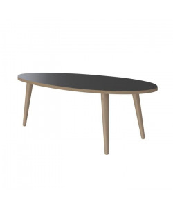 DALLAS Table basse scandinave gris mat  pieds bois massif  L 110 x l 55 cm