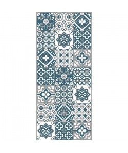 AMADORA Tapis 100% vinyle  Imitation carreau de ciment  49,5x112,5 cm  Epaisseur 1,5 mm  Bleu, blanc et gris