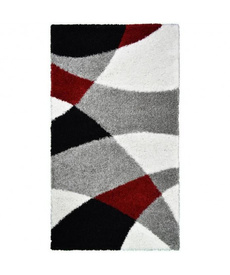 NORA Tapis de couloir shaggy  60 x 110 cm  Rouge a vagues