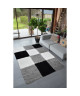 NORA Tapis de salon shaggy  160 x 230 cm  Noir a carreaux