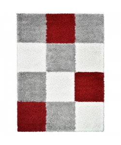 NORA Tapis de salon shaggy  120 x 160 cm  Rouge a carreaux