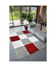 NORA Tapis de salon shaggy  120 x 160 cm  Rouge a carreaux