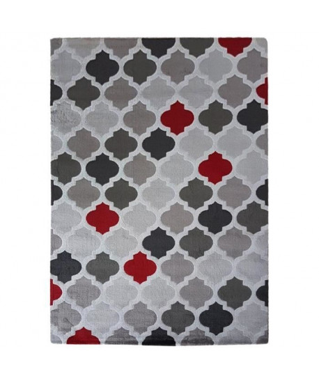 OREVA Tapis de salon style scandinave  100% polypropylene heatset  120 x 160 cm  Rouge  Poils ras