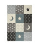 PASTEL KIDS Tapis pour enfant 100% polypropylene  Motif étoile et lune  120 x 170 cm  Bleu