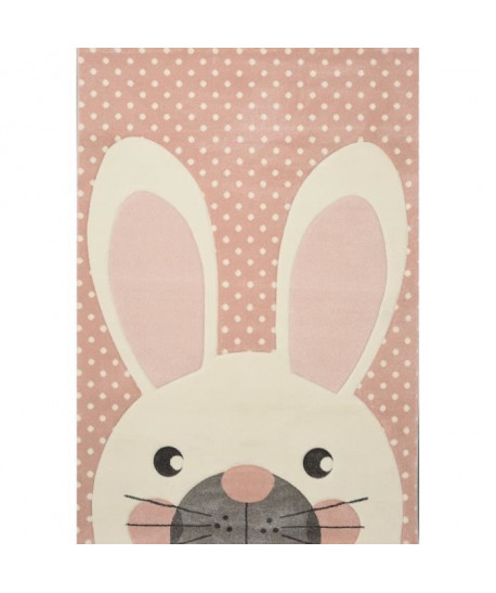 PASTEL KIDS Tapis pour enfant 100% polypropylene  Motif lapin  120 x 170 cm  Rose