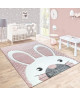 PASTEL KIDS Tapis pour enfant 100% polypropylene  Motif lapin  120 x 170 cm  Rose