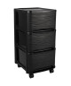 EDA PLASTIQUE Tour de rangement  3 Tiroirs 14 L décor Stone avec roulettes  Noir  32 x 37 x 61 cm