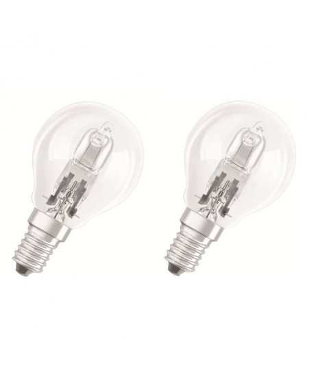 OSRAM Lot de 2 ampoules EcoHalogenes E14 46 W équivalent a 60 W forme sphérique