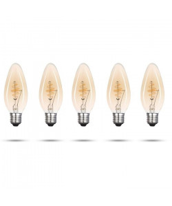 XQLITE Lot de 5 ampoules filament LED E27 bougie 2,5 W équivalence 15 W XQ1705