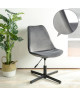MIREK Chaise de bureau  Tissu imitation velours gris  Style urbain  L 61,5 x P 61,5 cm