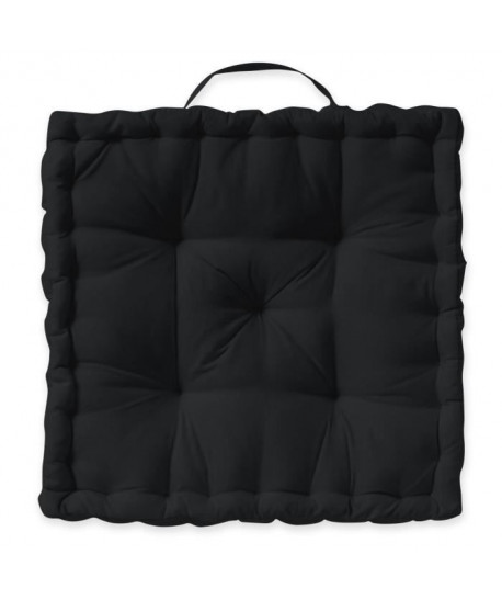 TODAY Coussin de sol 100% coton  40 x 40 cm  Noir réglisse