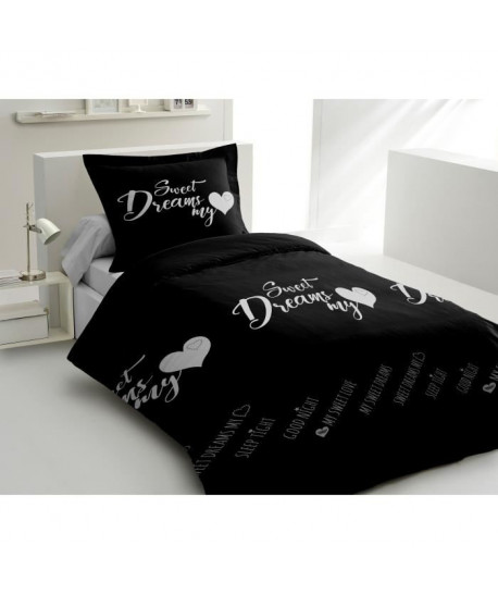 LOVELY HOME Parure de couette 100% coton Sweet Dreams  140x200 cm  Noir